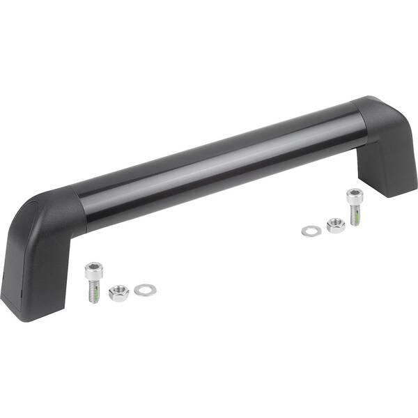 Tubular Handle Bighand, A=600, L=633, 4 Aluminum Black Grey Powder-Coated, Comp: Plastic, Black ,